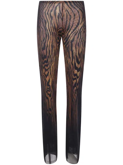 JEAN PAUL GAULTIER JEAN PAUL GAULTIER MESH TROUSER PRINTED "WOOD" CLOTHING