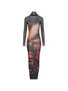 Jean Paul Gaultier Mesh Dress With High Neck And Long Sleeves In Multicolor