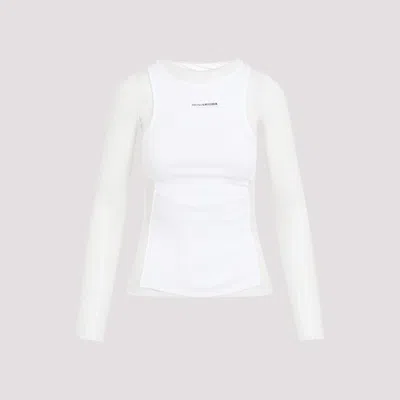 Jean Paul Gaultier Mesh Top With Rib Petit Grand Application In White