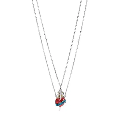 Jean Paul Gaultier Metallic Heart And Sword Necklaces For Women In Silver