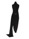 Jean Paul Gaultier Draped Belted Midi Dress In Black