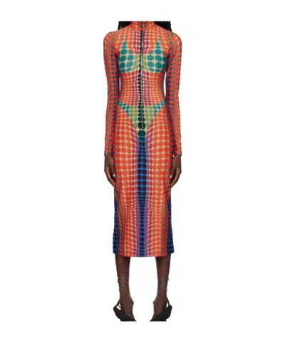 Jean Paul Gaultier Midi Dress In Orange