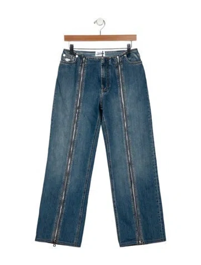 Pre-owned Jean Paul Gaultier Mid-rise Wide Leg Jeans In Blue