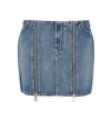 Jean Paul Gaultier Mini Denim Front Zipped Skirt In Blue
