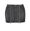 Jean Paul Gaultier Mini Denim Front Zipped Skirt In Gray