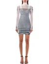 Jean Paul Gaultier Mini Dress Feather Mariniere In Multi