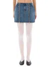 Jean Paul Gaultier Mini Denim Skirt With Pockets And Loops In Blue
