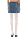 Jean Paul Gaultier Denim Miniskirt With Double Vertical Silver Zippers In Blue