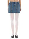 Jean Paul Gaultier Mini Denim Skirt With Pockets And Loops In Blue