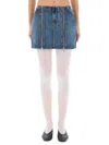 Jean Paul Gaultier Denim Miniskirt With Double Vertical Silver Zippers In Blue