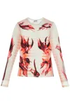 Jean Paul Gaultier Mint Jersey Top With Floral Pattern And Double Layer Women In Pink
