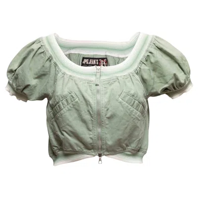 Pre-owned Jean Paul Gaultier Mint Jpg Jean's Short Puff Sleeve Top Size Us 8 In Gray