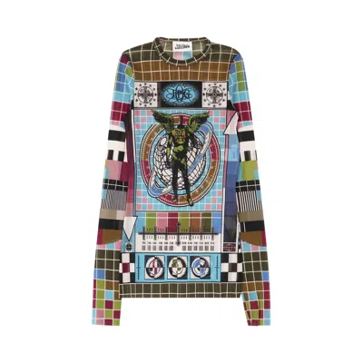 Pre-owned Jean Paul Gaultier Mire Long-sleeve Top 'blue/multicolor' | Women's Size L