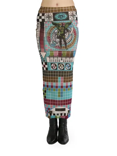 Jean Paul Gaultier Multicolor Printed Mire Maxi Skirt In 5090-blue/multicolor
