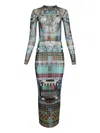 Jean Paul Gaultier Mire-printed Mesh Dress In Blue