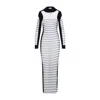 Jean Paul Gaultier Mix Mesh And Knit Long Sleeves Dress Printed Mariniere