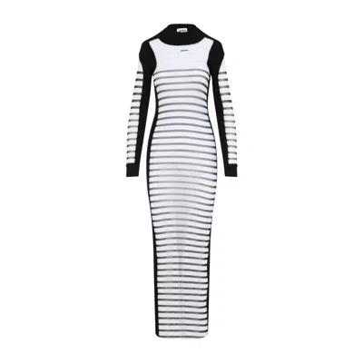 JEAN PAUL GAULTIER JEAN PAUL GAULTIER MIX MESH AND KNIT LONG SLEEVES DRESS PRINTED "MARINIERE"
