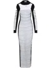 Jean Paul Gaultier Mix Mesh And Knit Long Sleeves Dress Printed "mariniere"