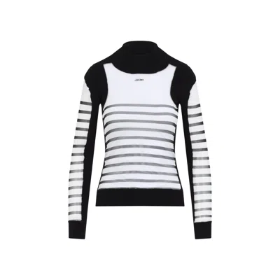 JEAN PAUL GAULTIER JEAN PAUL GAULTIER MIX MESH AND KNIT LONG SLEEVES PULLOVER PRINTED "MARINIERE"