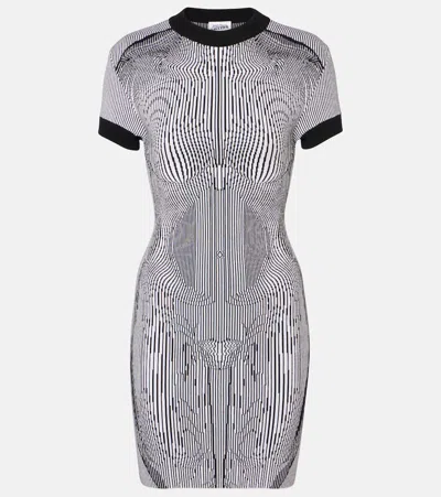 JEAN PAUL GAULTIER MORPHING PINSTRIPE JACQUARD JERSEY MINIDRESS