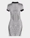 Jean Paul Gaultier Short Dress In Black And White Striped Jacquard Viscose In 0100-whiteblack