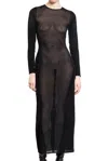 Jean Paul Gaultier Morphing Pinstripe Mesh Midi Dress In Black