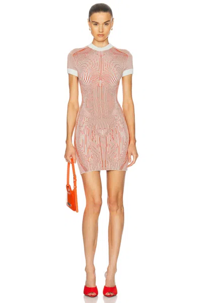 Jean Paul Gaultier Morphing Pinstripe Short Dress In Mint & Orange