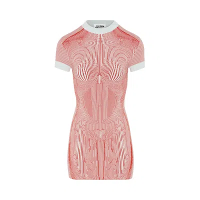 Pre-owned Jean Paul Gaultier Morphing Pinstripe Short Dress 'mint/orange' | Green | Women's Size L