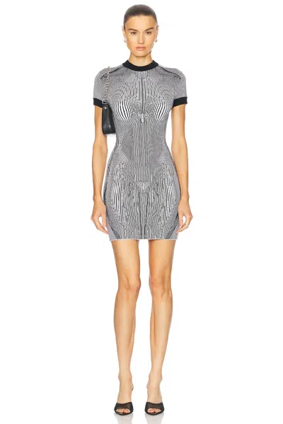 Jean Paul Gaultier Morphing Pinstripe Short Dress In White & Black