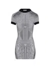 Jean Paul Gaultier Short Dress In Black And White Striped Jacquard Viscose In White