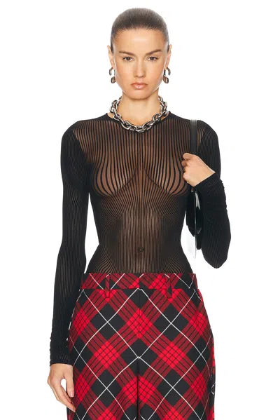 JEAN PAUL GAULTIER MORPHING PINSTRIPES LONG SLEEVE TOP