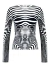 Jean Paul Gaultier Morphing Stripes Crew-neck Sweater In Black
