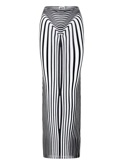 Jean Paul Gaultier Morphing-stripes Skirt In Neutral