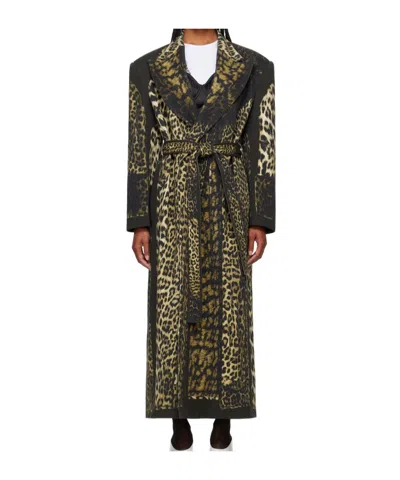 Jean Paul Gaultier Multicolor Double-breasted Coat In Animal Print