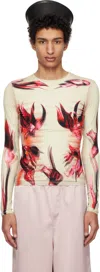 Jean Paul Gaultier Multicolor Flower Body Morphing T-shirt In 422030-mint/palepink