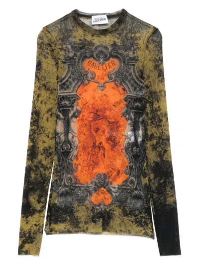 Jean Paul Gaultier Medallion Crew Neck Top In Multi