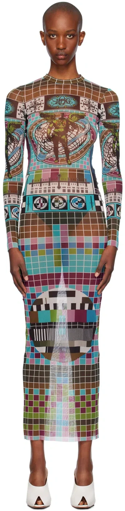 Jean Paul Gaultier Multicolor Printed Maxi Dress In 5090-blue/multicolor