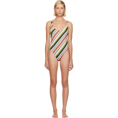 Jean Paul Gaultier Multicolor Printed Retro Stripe Swimsuit In 90-multicolor