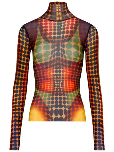 Jean Paul Gaultier Multicolour Polyamide Top In Pink