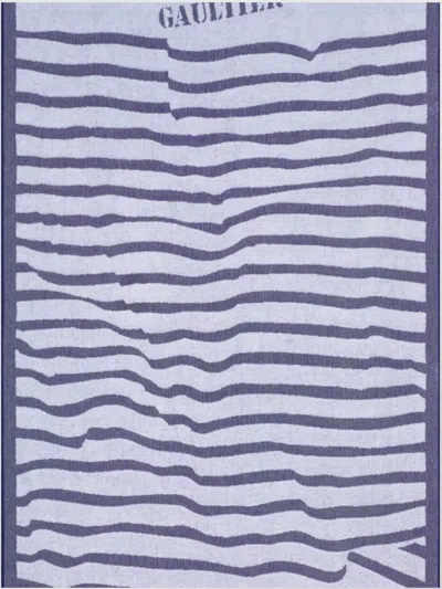 Jean Paul Gaultier Nautical Striped Beach Towel In Blue