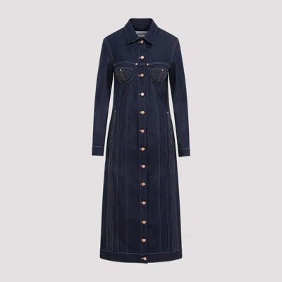 Jean Paul Gaultier Navy Blue Denim Trompe-lil Coat