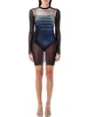 Jean Paul Gaultier Le Mâle Printed Mesh Mini Dress