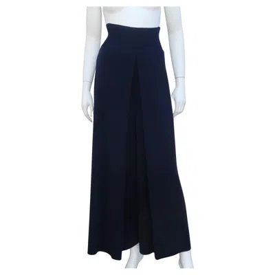 Pre-owned Jean Paul Gaultier Navy Blue Wool Knit Palazzo Pants, 1990's