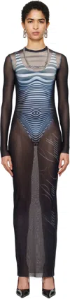 Jean Paul Gaultier Mesh Dress ''le Mâle'' In 595601 Navy/lightblu