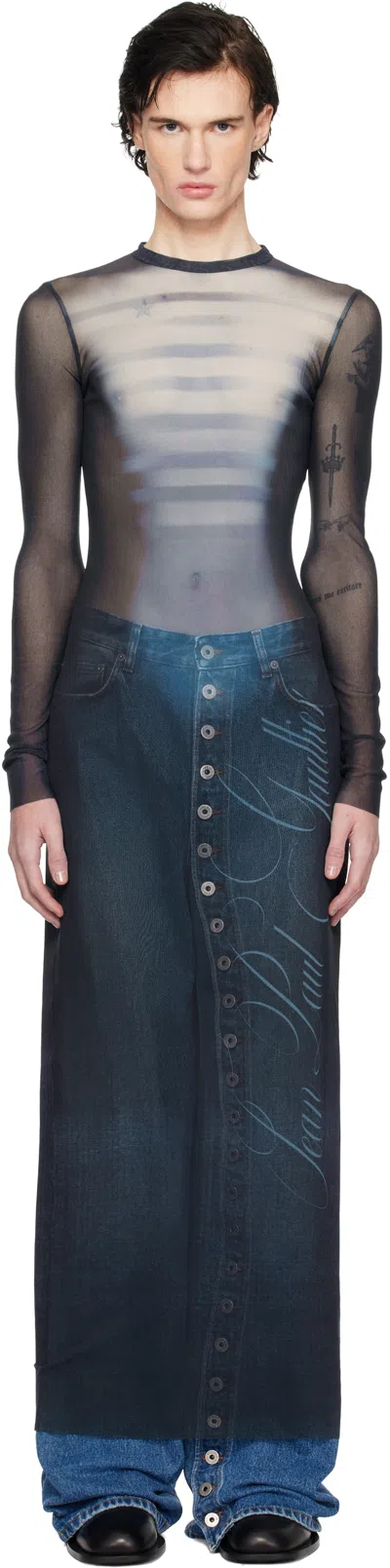 Jean Paul Gaultier Navy 'le Mâle' Maxi Dress In 595601-navy/lightblu