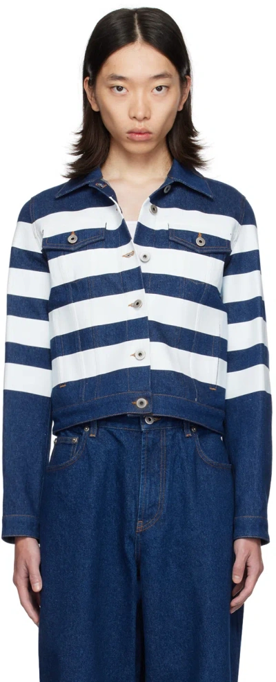 JEAN PAUL GAULTIER NAVY 'THE MARINIÈRE' DENIM JACKET