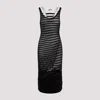 Jean Paul Gaultier Gathered Marinière And Tulle Midi Dress In Black