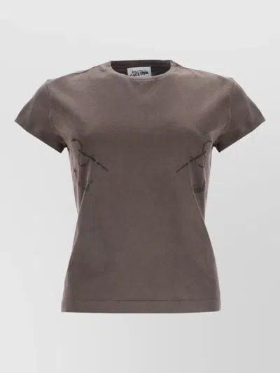 Jean Paul Gaultier Needles Crew Neck Graphic Print T-shirt In Brown
