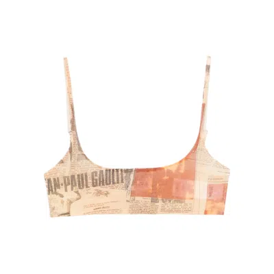 Jean Paul Gaultier Newspaper Print Crop Top In Multi