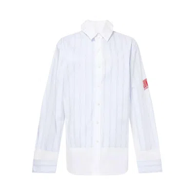 Pre-owned Jean Paul Gaultier New Petit Grand Shirt 'light Blue/white' | Women's Size Xl